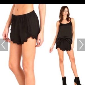 Show me your mumu black lace trim shorts